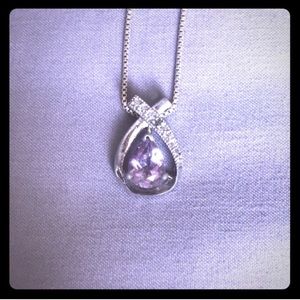 Amethyst necklace with tiny diamond accent